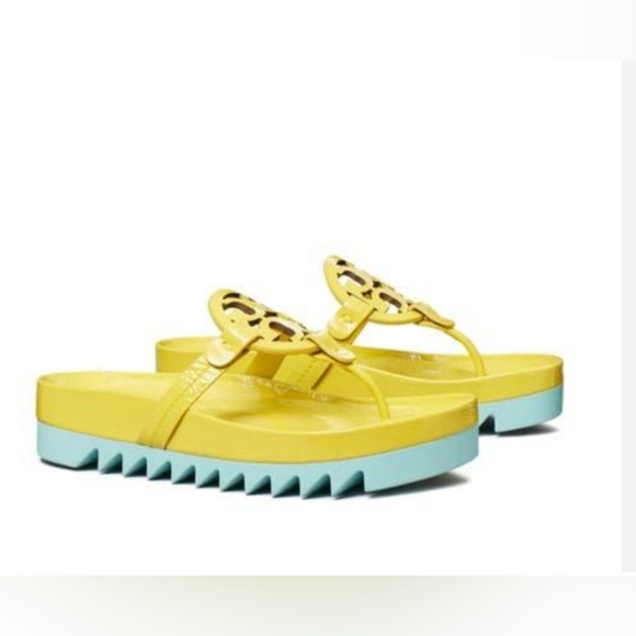 Tory Burch Shoes - NWT Tory Burch Miller Cloud Lug  Sandals Zesty Lime / Cloud Bubble Size 8.5